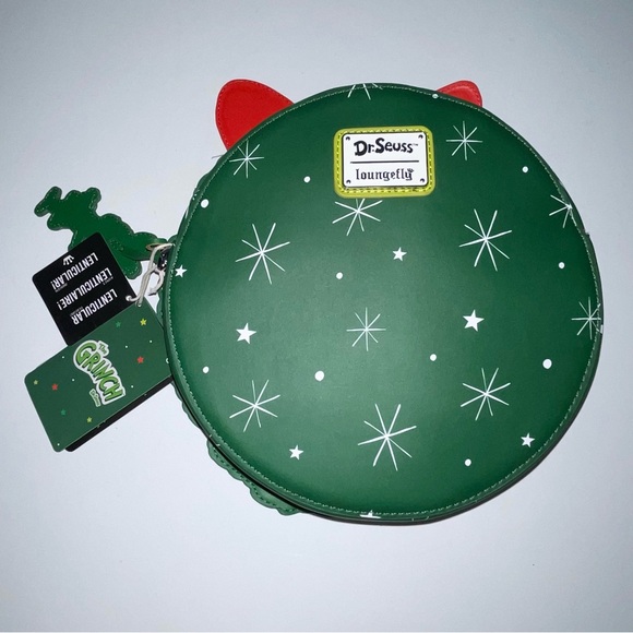 Dr. Seuss' How the Grinch Stole Christmas Wreath Crossbody Bag Red Green - Picture 2 of 12